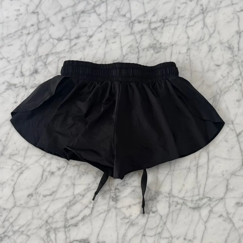 Liberty pro Black Butterfly Shorts XS 6Y Athletic Ruffle Drawstring
